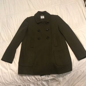 Olive Double-Breasted Women's Coat